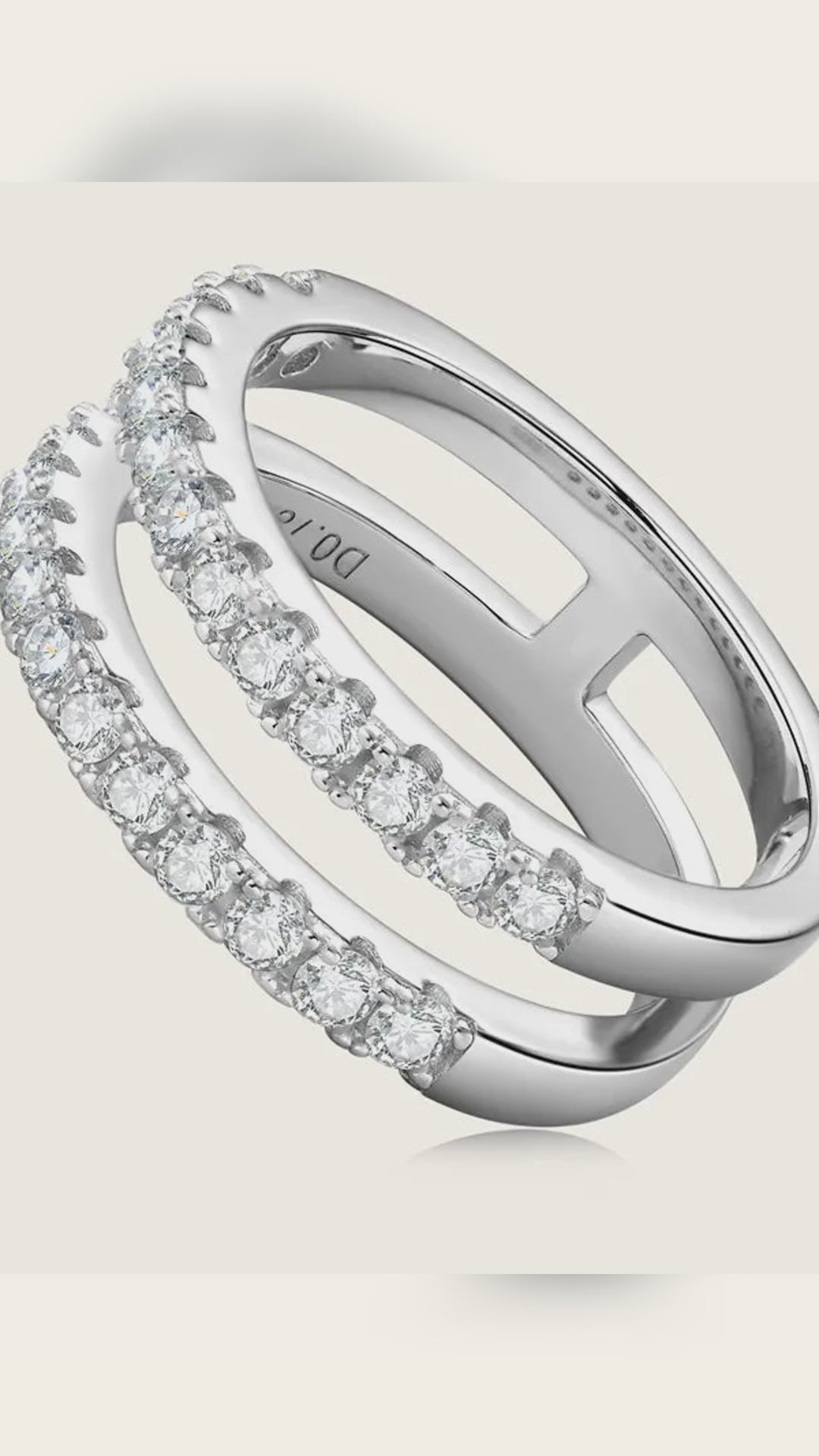 925 Sterling Silver Moissanite Double Layered Pavé Ring – video