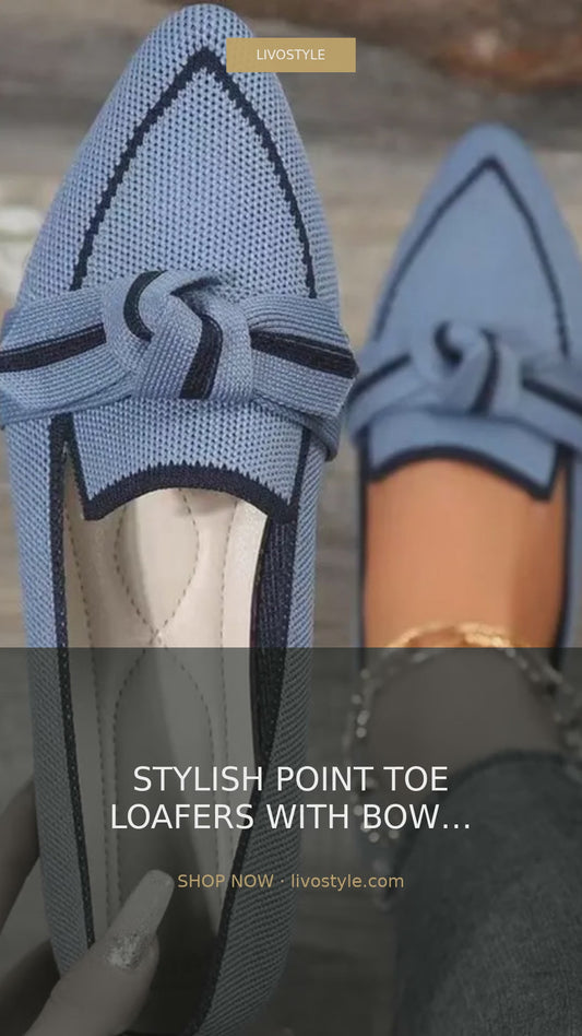 Pointed Toe Loafers with Bow Contrast Trim – video