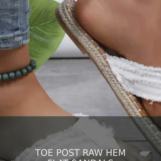 Toe Post Raw Hem Flat Sandals with Jute Trim – video