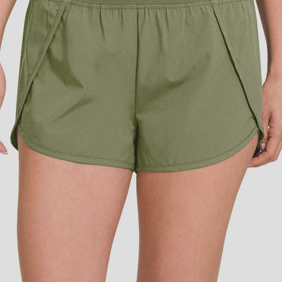 High-Waisted Zippered Back Pocket Active Shorts