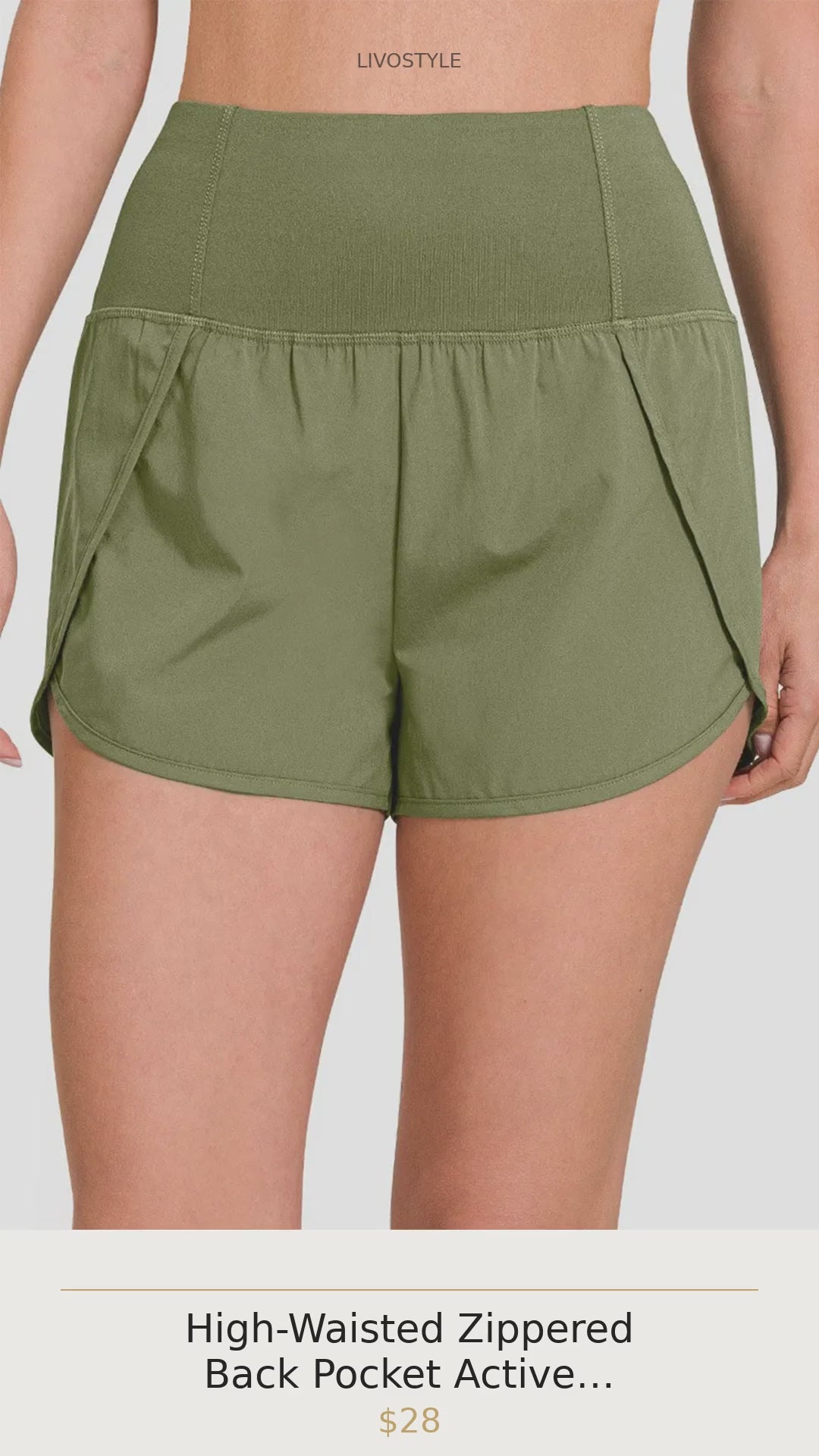 High-Waisted Zippered Back Pocket Active Shorts