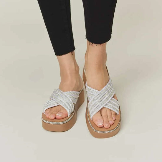 Glamorous Rhinestone Embellished Platform Wedge Sandals