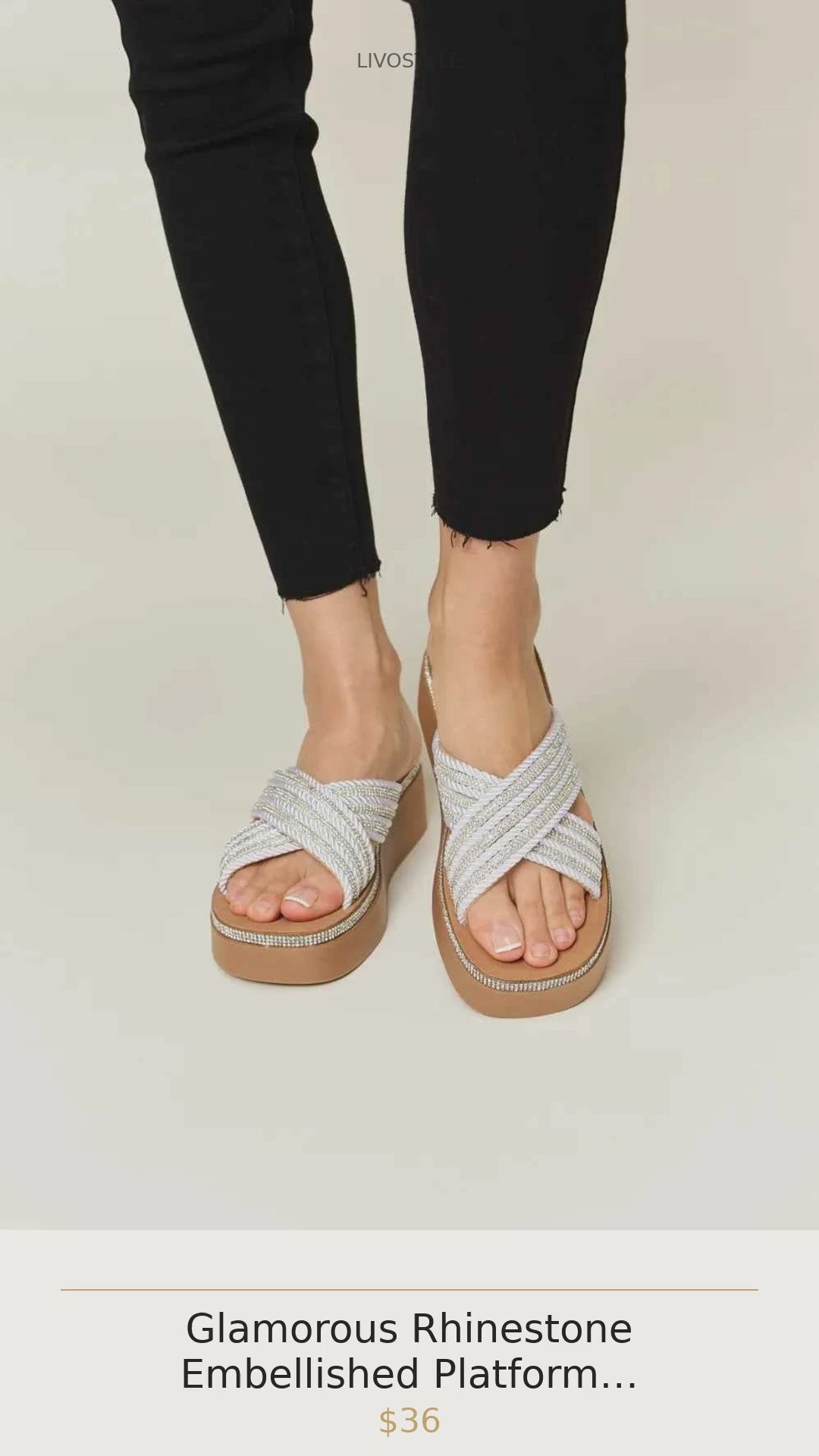 Glamorous Rhinestone Embellished Platform Wedge Sandals