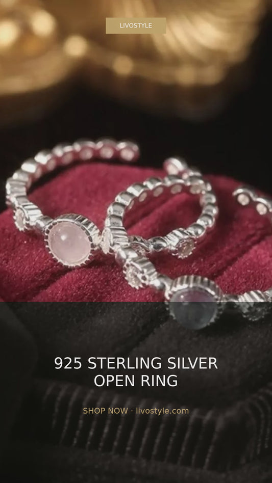 925 Sterling Silver Open Ring with Stone – video