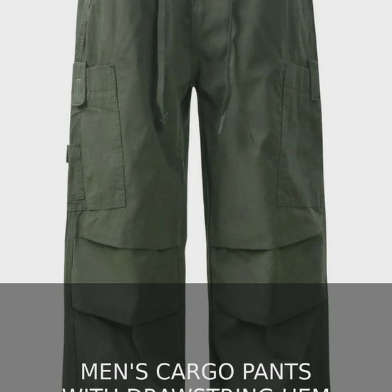Men's Cotton Cargo Pants with Drawstring Hem – video