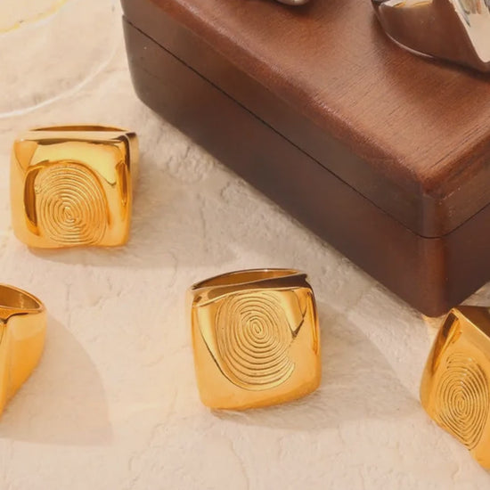 Titanium Steel Fingerprint Signet Ring