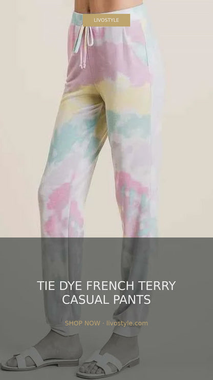 Tie Dye French Terry Casual Drawstring Pants – video