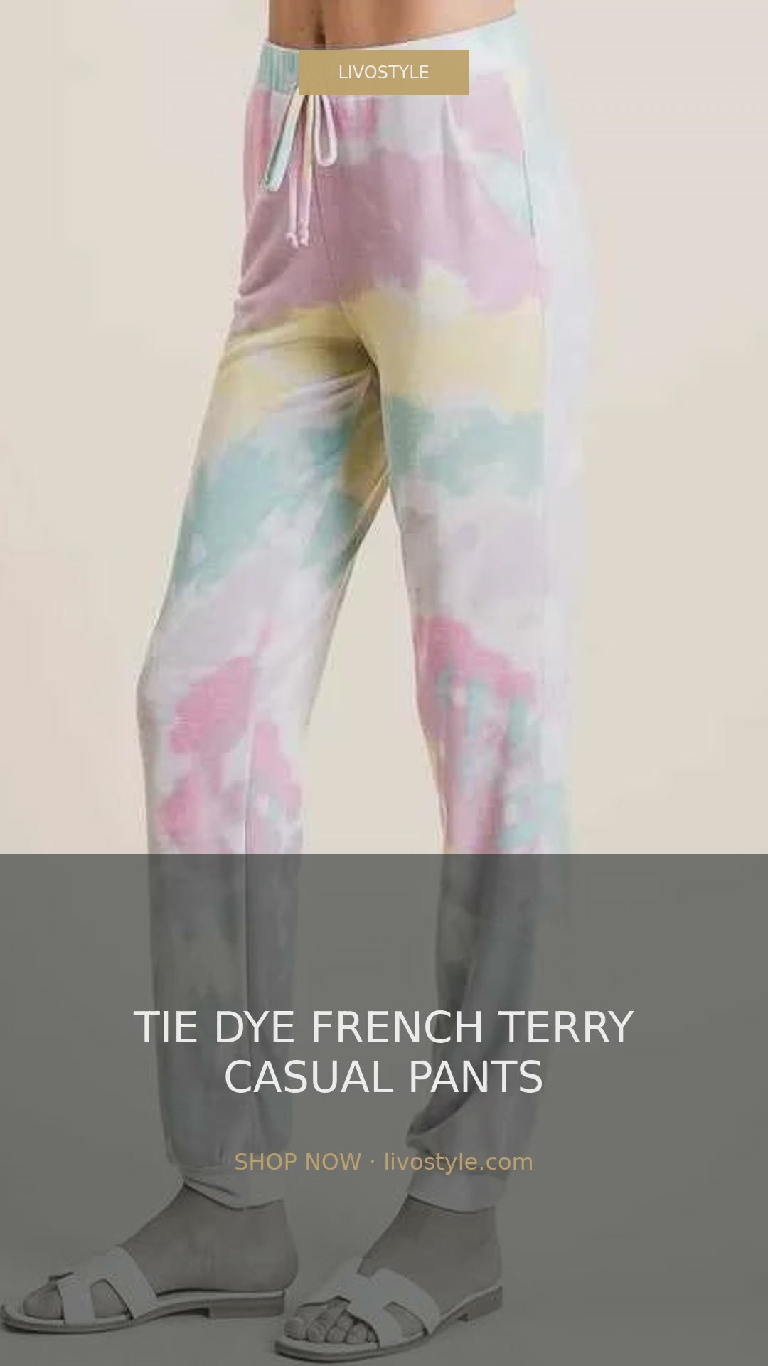 Tie Dye French Terry Casual Drawstring Pants – video