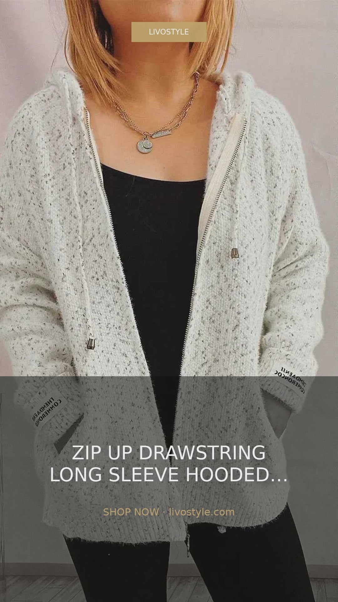 Zip Up Drawstring Hooded Sweater Cardigan – video