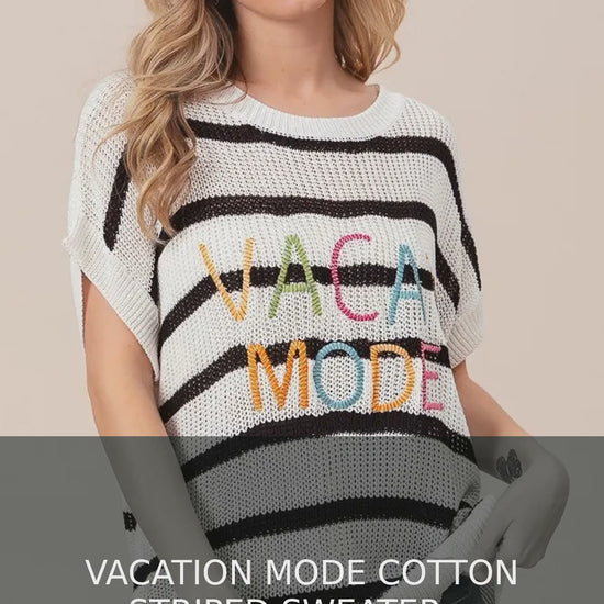 Vacation Mode Cotton Striped Drop Shoulder Sweater – video