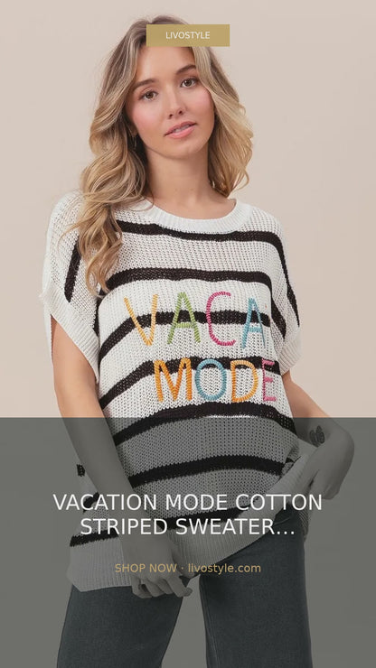 Vacation Mode Cotton Striped Drop Shoulder Sweater – video