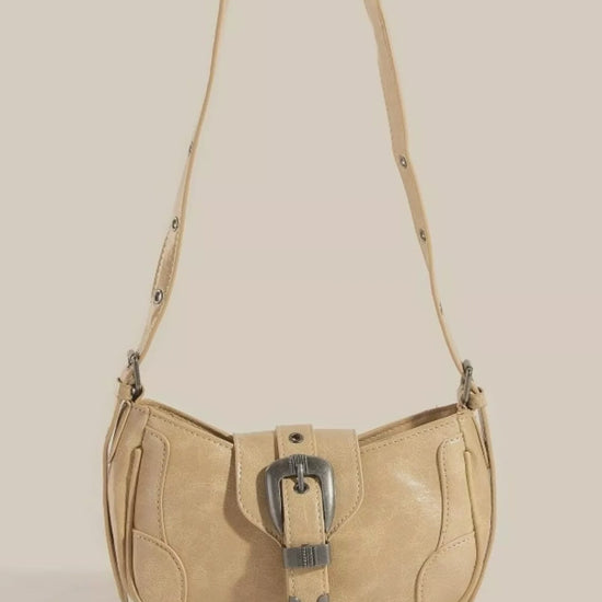 Western Buckle Accent Multi Panel Shoulder Bag