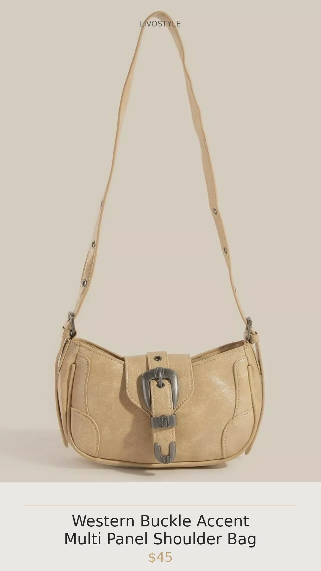 Western Buckle Accent Multi Panel Shoulder Bag
