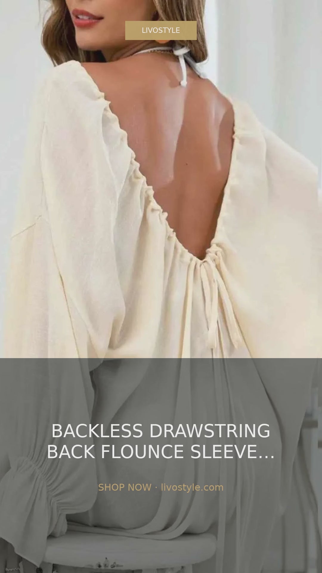 Backless Drawstring Back Flounce Sleeve Beach Cover-Up – video