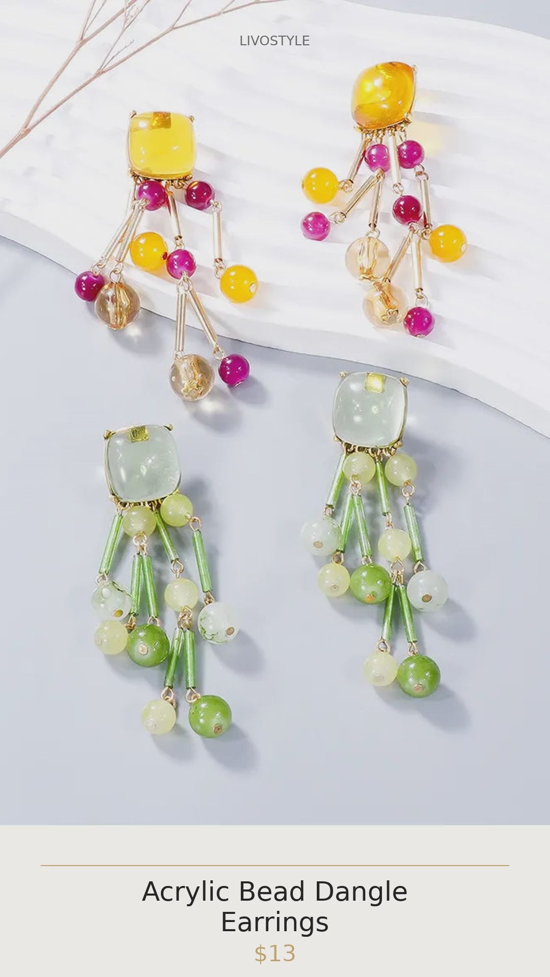 Acrylic Bead Dangle Earrings