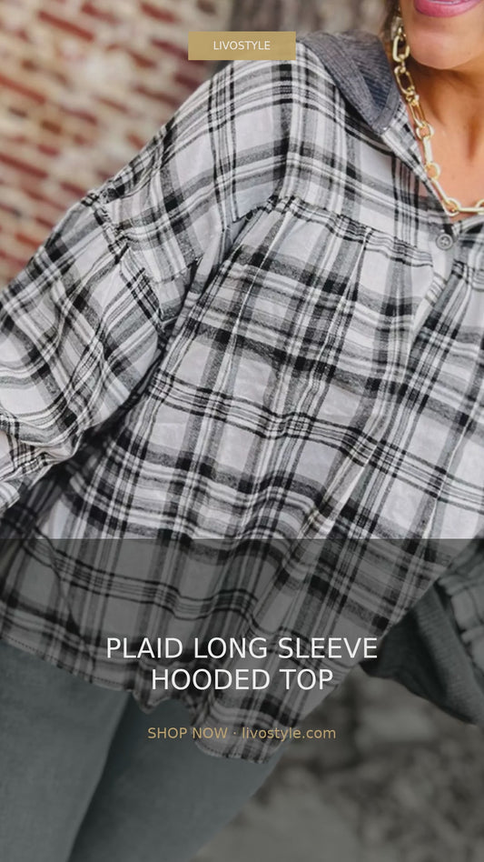 Plaid Long Sleeve Hooded Top – video