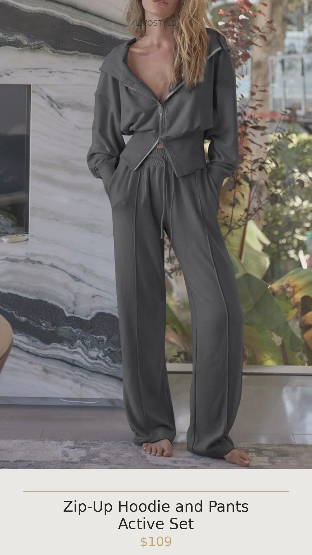 Zip-Up Hoodie and Pants Active Set