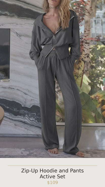 Zip-Up Hoodie and Pants Active Set