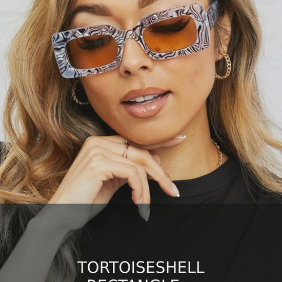 Patterned Polycarbonate Rectangle Sunglasses with Brown Lenses – video