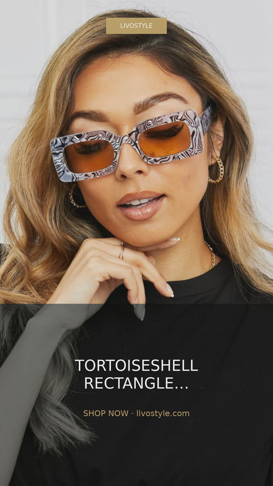Patterned Polycarbonate Rectangle Sunglasses with Brown Lenses – video