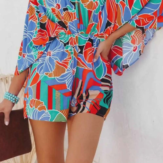 Oversized Tied Back Printed Romper