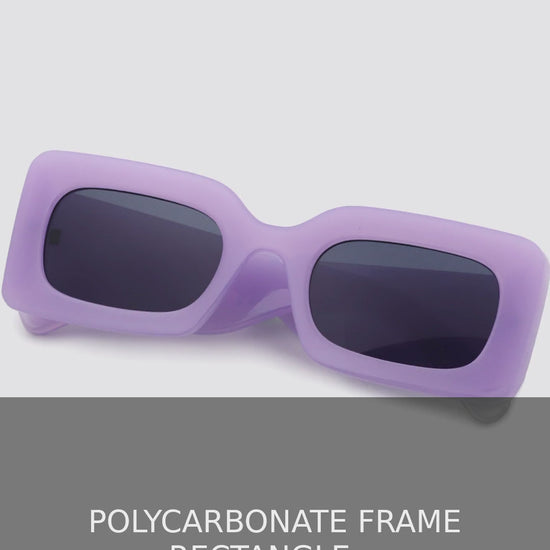 Polycarbonate Frame Rectangle Sunglasses – Lilac – video