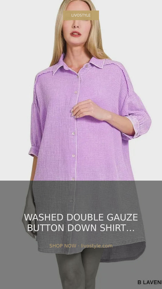Washed Double Gauze Button Down Shirt Dress – video