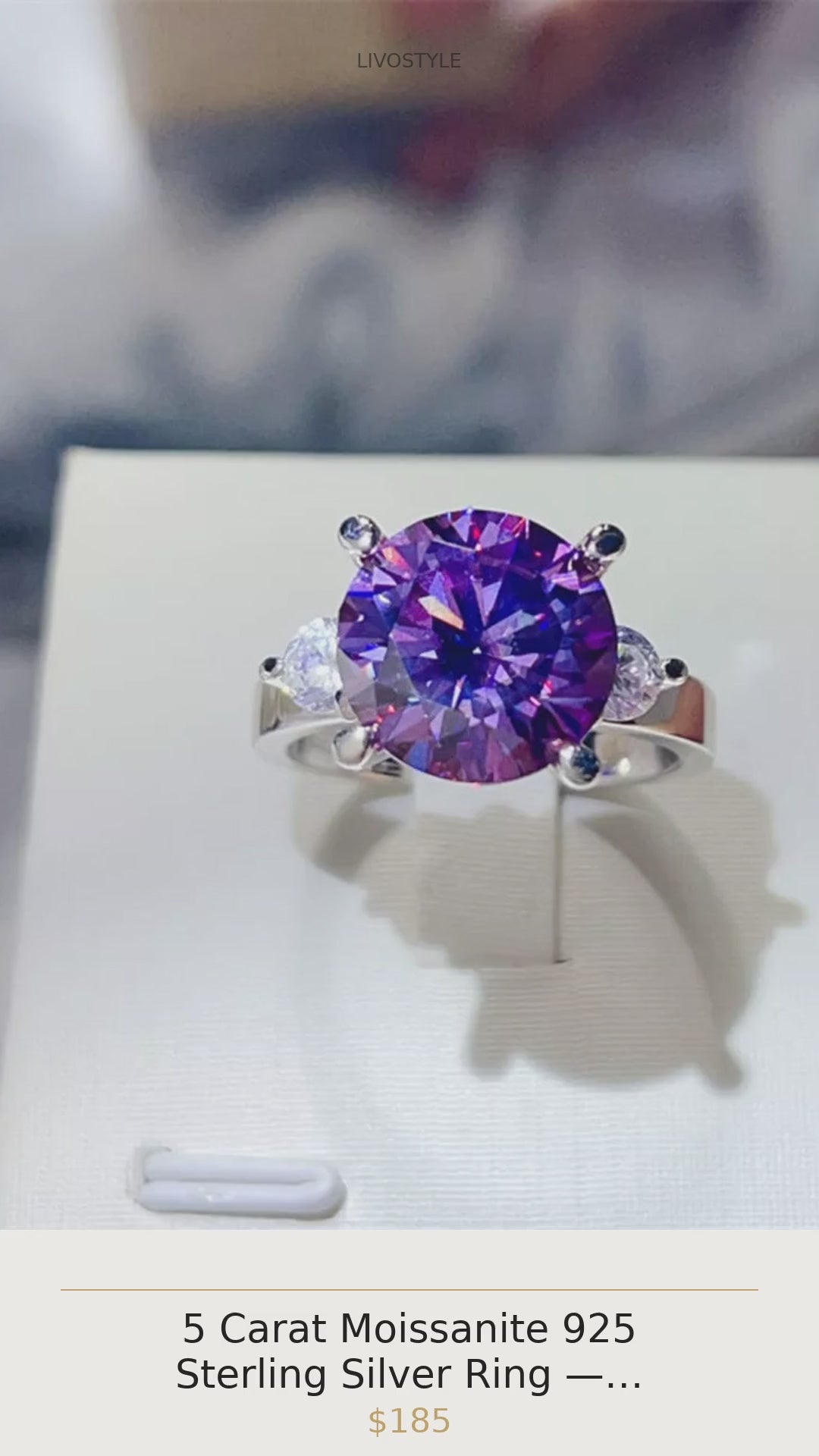 5 Carat Moissanite 925 Sterling Silver Ring — Purple Cocktail