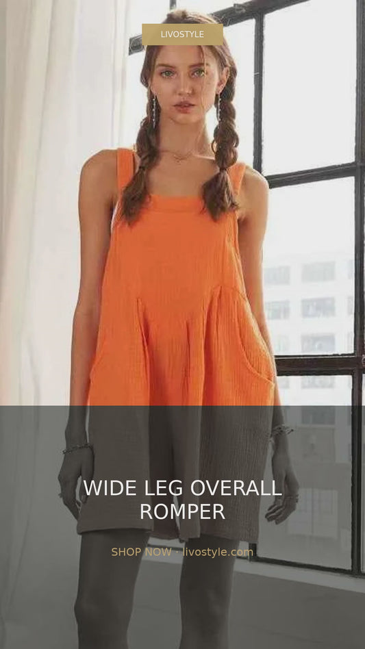 Wide Leg Cotton Overall Romper – video