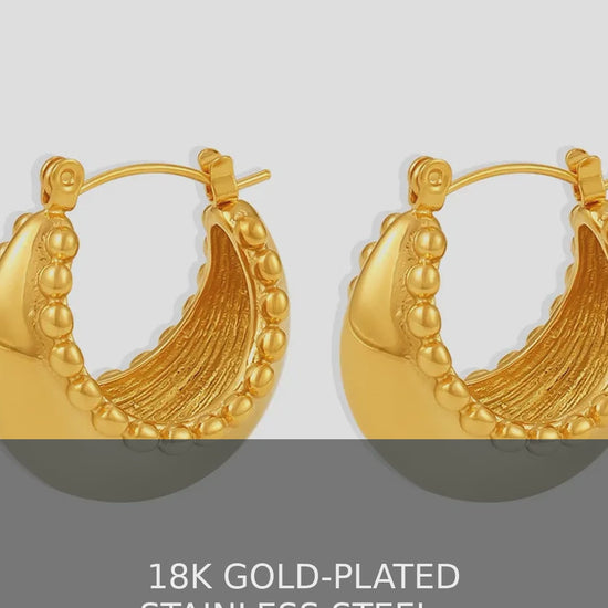 18K Gold-Plated Stainless Steel Beaded Huggie Earrings – video
