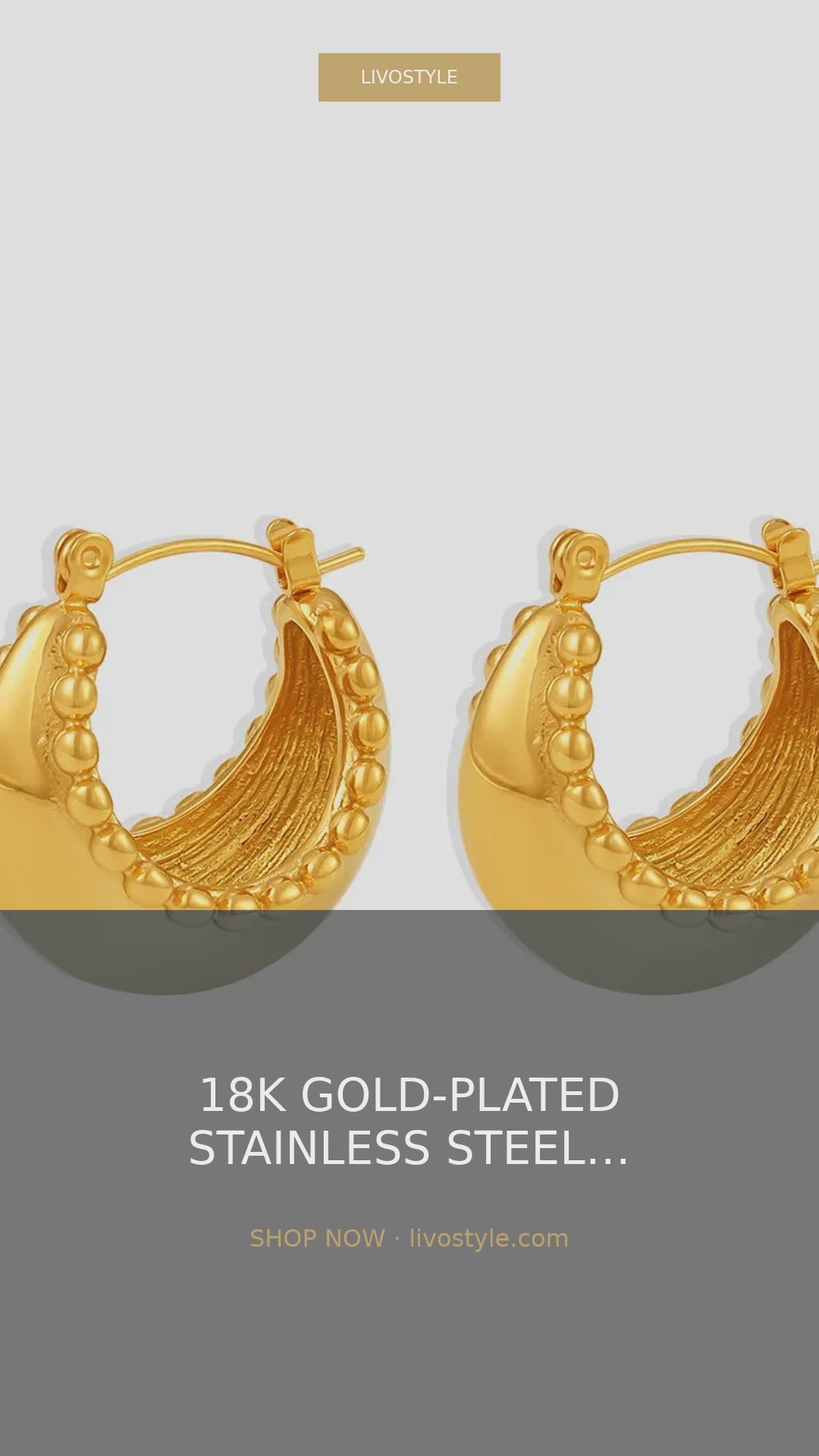 18K Gold-Plated Stainless Steel Beaded Huggie Earrings – video