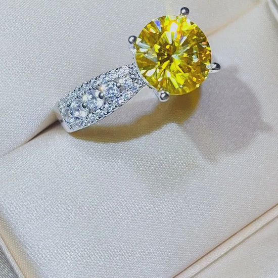 3 Carat Moissanite 925 Sterling Silver Ring — Round-Cut Yellow