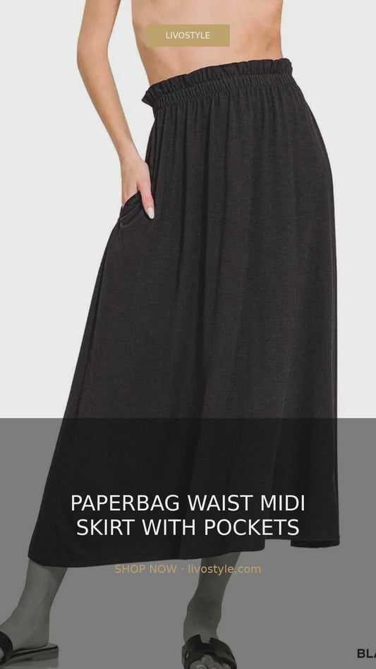 Paperbag Waist Midi Skirt with Pockets – video