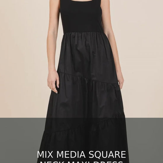 Mix Media Square Neck Tiered Maxi Dress – video