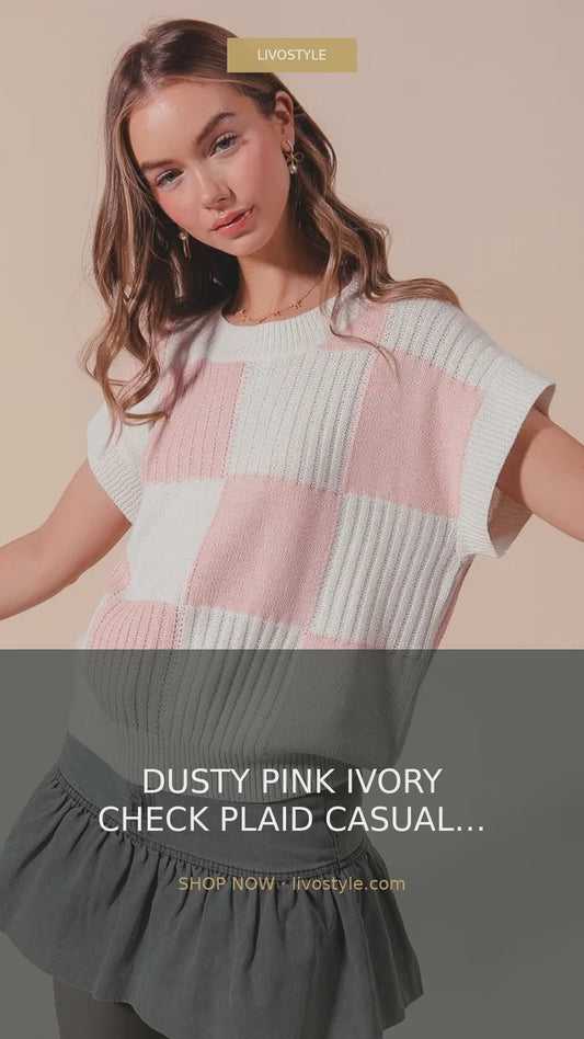 Jade and Ivory Check Plaid Sleeveless Sweater Vest – video