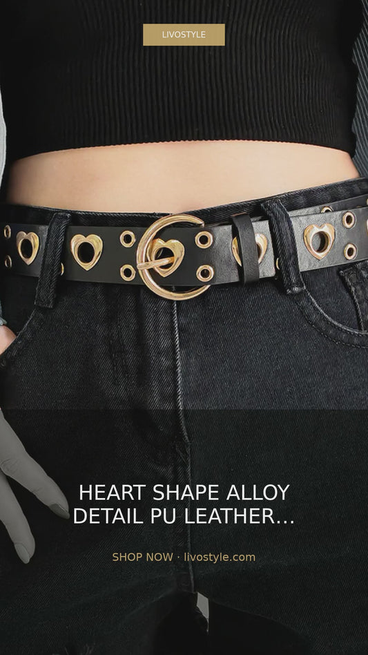 Heart Shape Alloy Detail PU Leather Belt – video