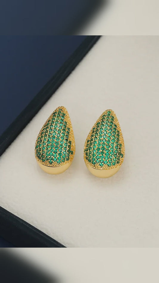 18K Gold-Plated Zircon Teardrop Drop Earrings – video