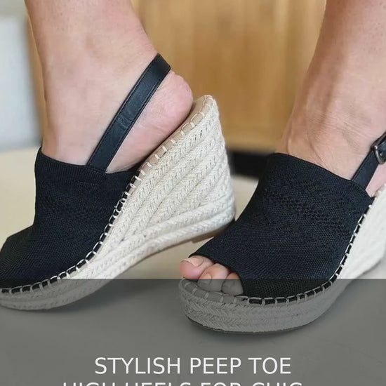 Woven Peep Toe Wedge Slingback Sandals – video