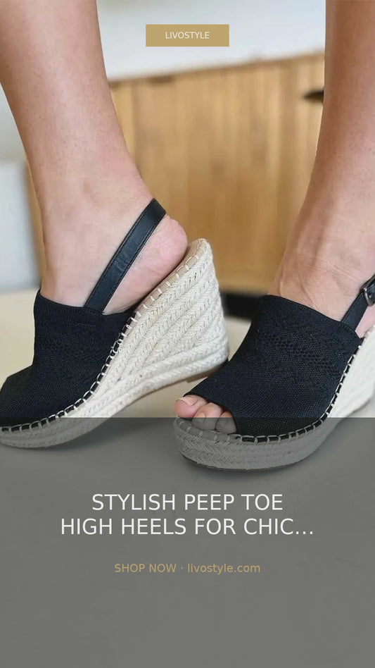 Woven Peep Toe Wedge Slingback Sandals – video