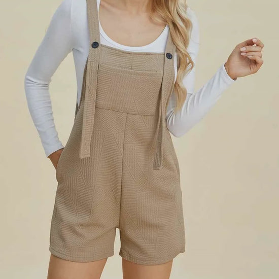 Beige Textured Scoop Neck Sleeveless Romper