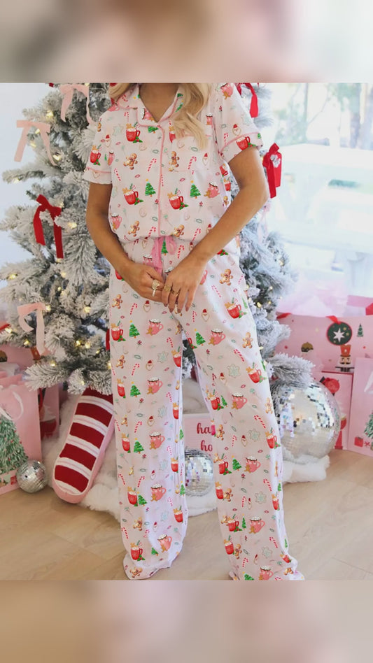 Christmas Spirit Holiday Print Short Sleeve Shirt and Pants Set – video