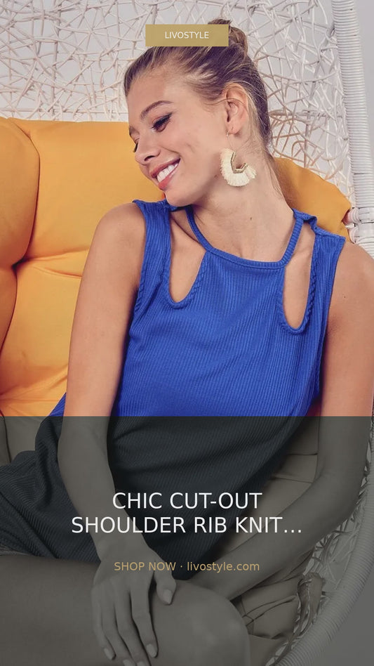 Cut-Out Shoulder Ribbed Knit Tank Top – video