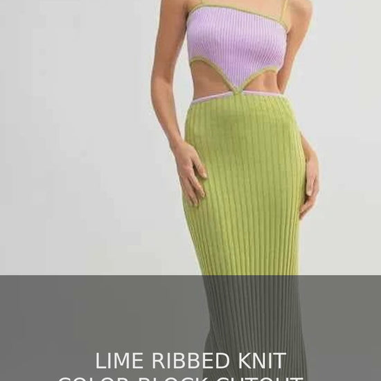 Lime Ribbed Knit Color Block Cutout Midi Dress – video