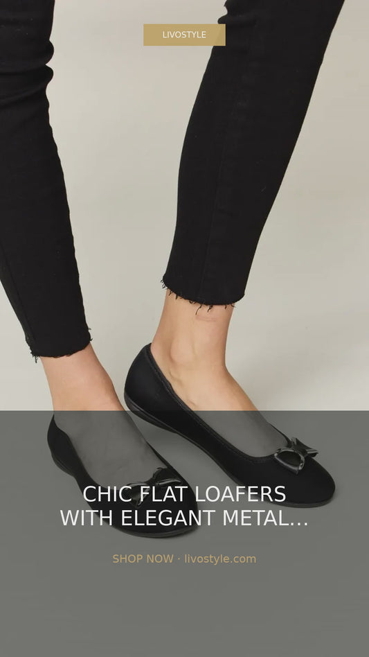 Flat Loafers with Metal Buckle in Faux Leather – video