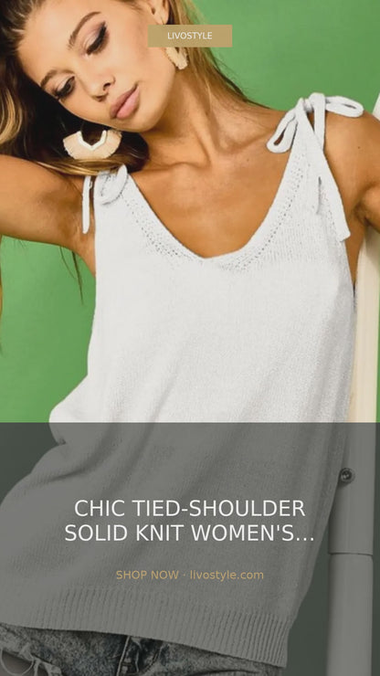 Tied-Shoulder V-Neck Sleeveless Knit Top – video