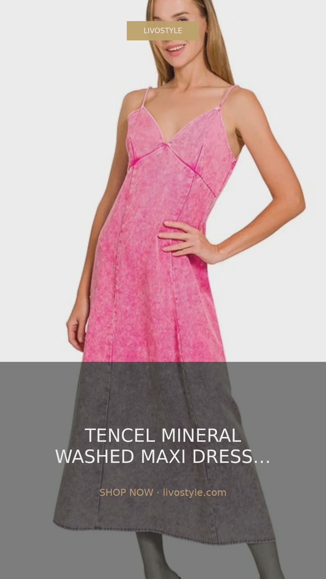 Tencel Mineral Washed A-Line Maxi Dress with Spaghetti Straps – video