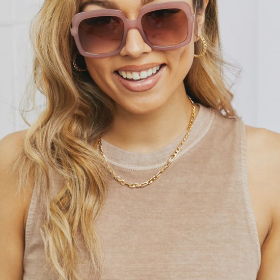 Square Metal-Plastic Hybrid Temple Sunglasses