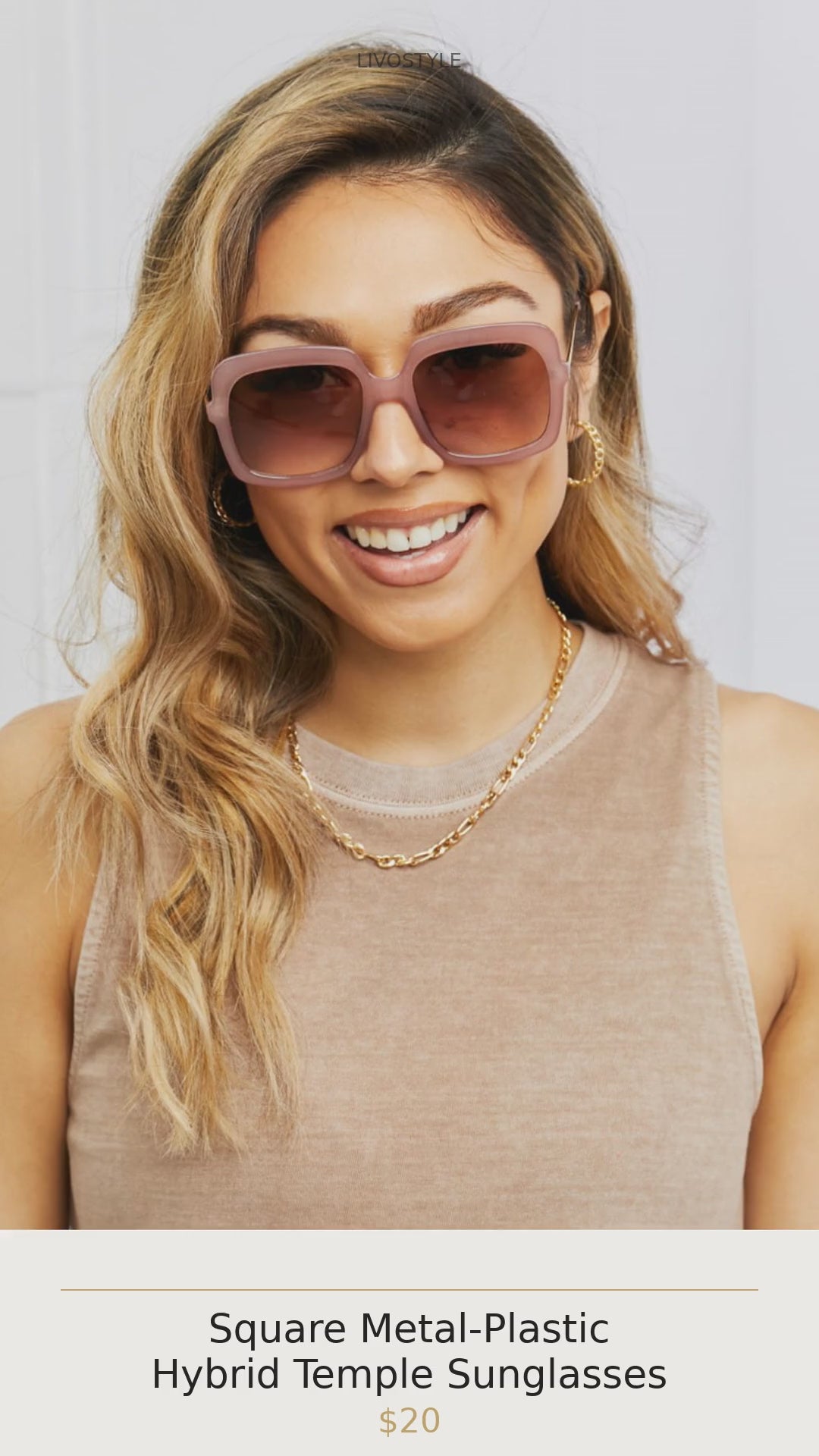 Square Metal-Plastic Hybrid Temple Sunglasses