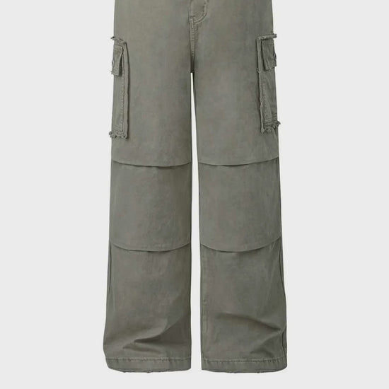 Men's Wide Leg Cargo Pants with Multi-Pockets