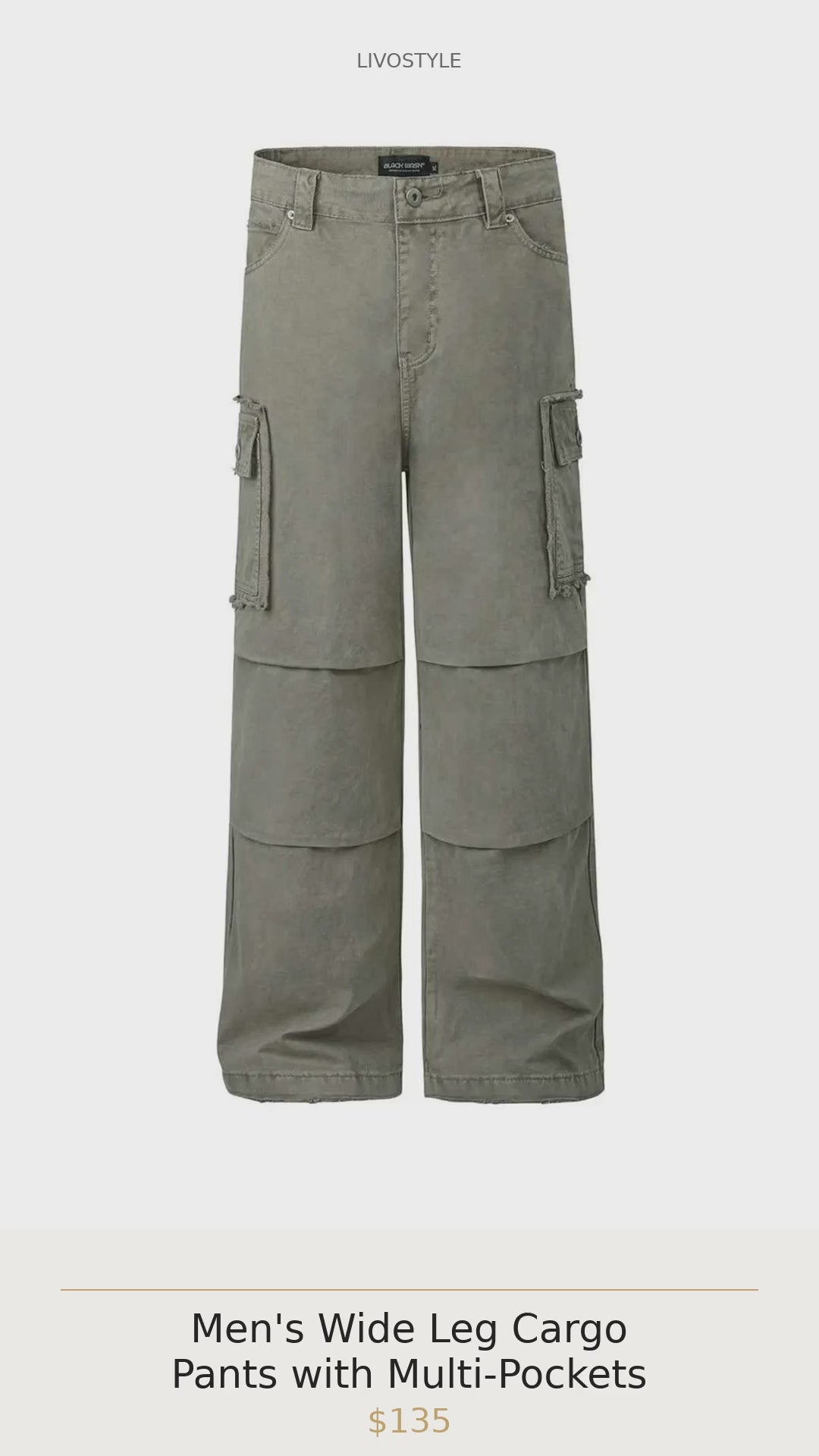 Men's Wide Leg Cargo Pants with Multi-Pockets
